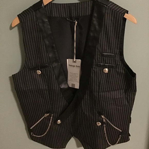 Men’s White Pinstripe Vest. Mob. - Picture 1 of 4